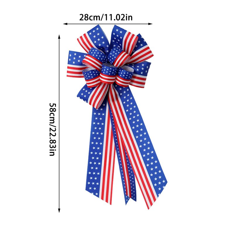 American Flag Edge Hemp Ribbon, Wire Bow Decoration, Room Decor, Door Decorations, Party Supplies