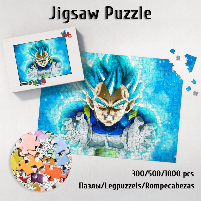 Vegeta Saiyan Puzzle Jigsaw Dragon Ball Diy duże Puzzle zabawki do gier prezent Bandai Cartoon gry i Puzzle unikalny projekt zabawki prezent