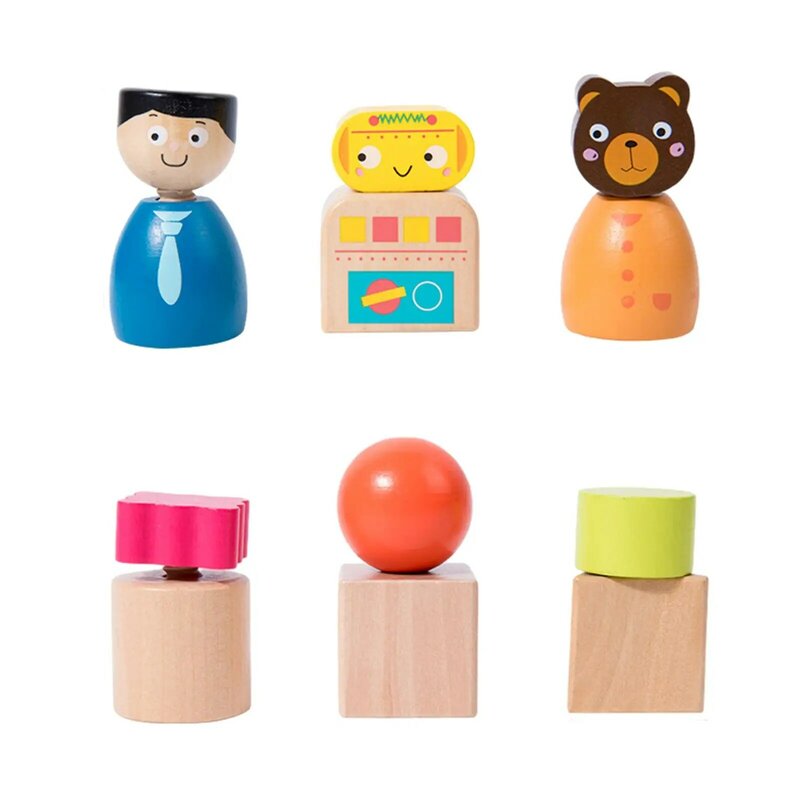 6x Wooden Nuts and Bolts Toys Children Loose Part Wooden Toys Holiday Gifts