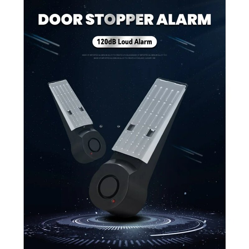 Nuovo Design Wireless Door Stop Alarm Door Wedge Alarm Security Stopper Alarm per Home Hotel antifurto nero portatile per i viaggi