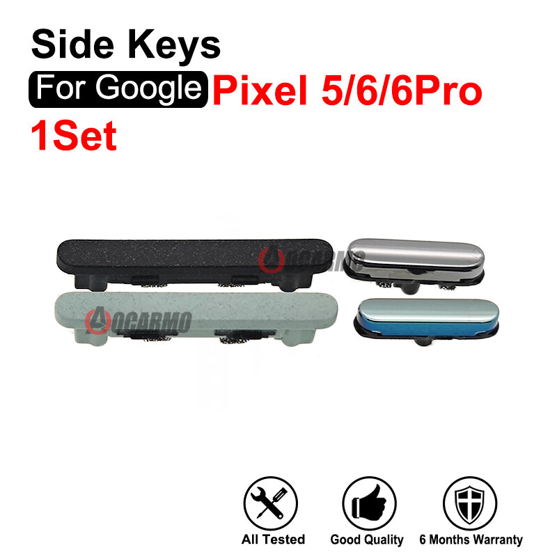 Google Pixel 5 6Pro 용 전원 켜기 끄기 볼륨 버튼, 사이드 버튼 키 교체 부품, 그린 블랙