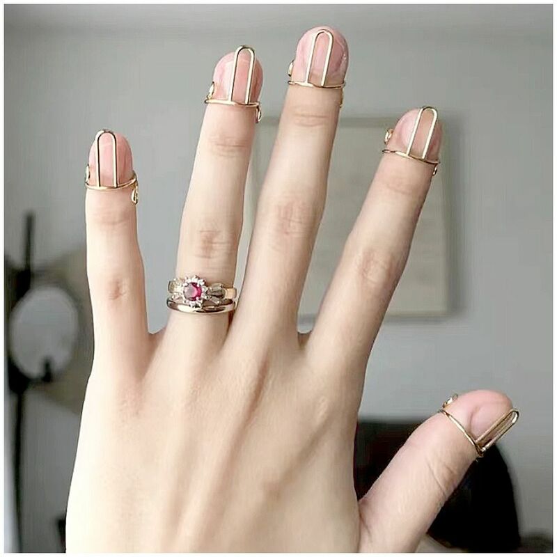 Anillos de uñas reutilizables para la yema del dedo, 10 piezas, anillo de phalange extraíble, informal, ajustable, decoración de uñas