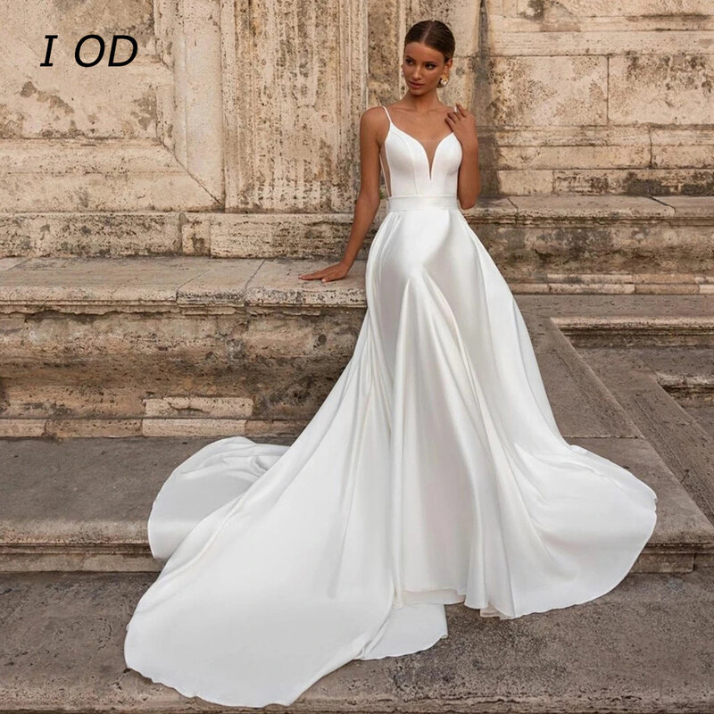 Женское атласное свадебное платье It's yiiya, белое платье без рукавов с открытой спиной на лето 2019