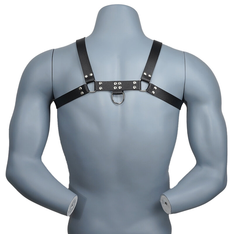 Men Harness BDSM Gay Pu Leather Adjustable Studded Decor BDSM Clothing Sex Belt Erotic Costume Bondage lingerie