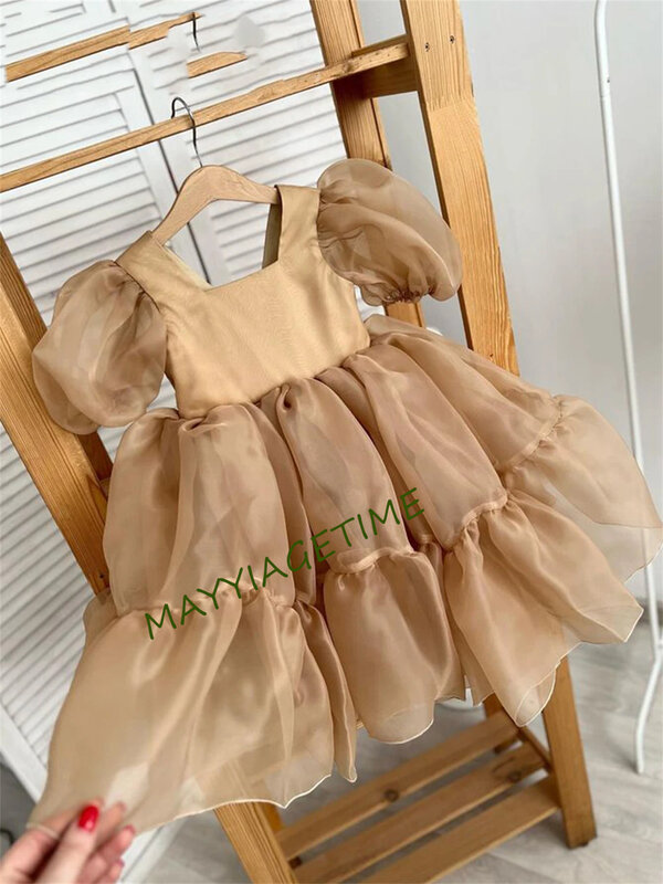 Женское платье с оборками, платья с блестящими цветами для девочек, пышные детские платья, милые детские платья, платье принцессы