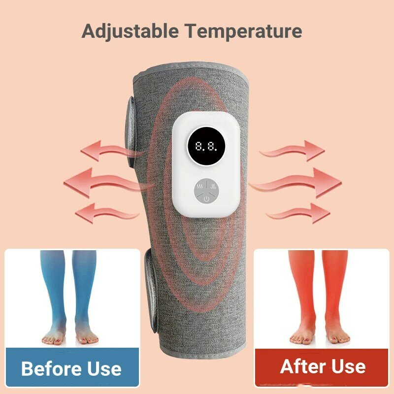 Массажер Электрический компрессионный для ног, беспроводной портативный прибор для снятия боли в мышцах и мышцах, с регулировкой давления воздуха