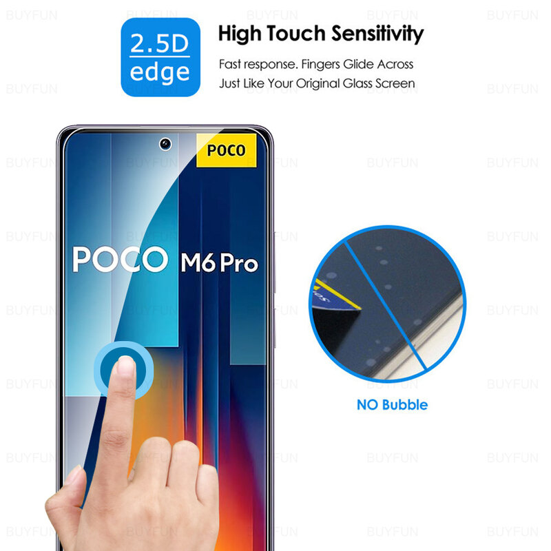 4in1 Protective Glass For Xiaomi Poco M6 Pro 4G Tempered Glass PocoM6Pro PocoM6 Pro Poko Poxo Little M6Pro Lens Screen Protector