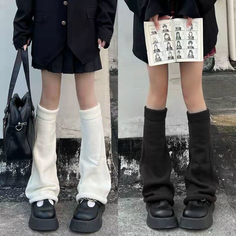 Harajuku forma de chifre tricô perna quente socking doce lolita cor sólida meias de presunto inverno veludo aquecedores de pé meias de pilha