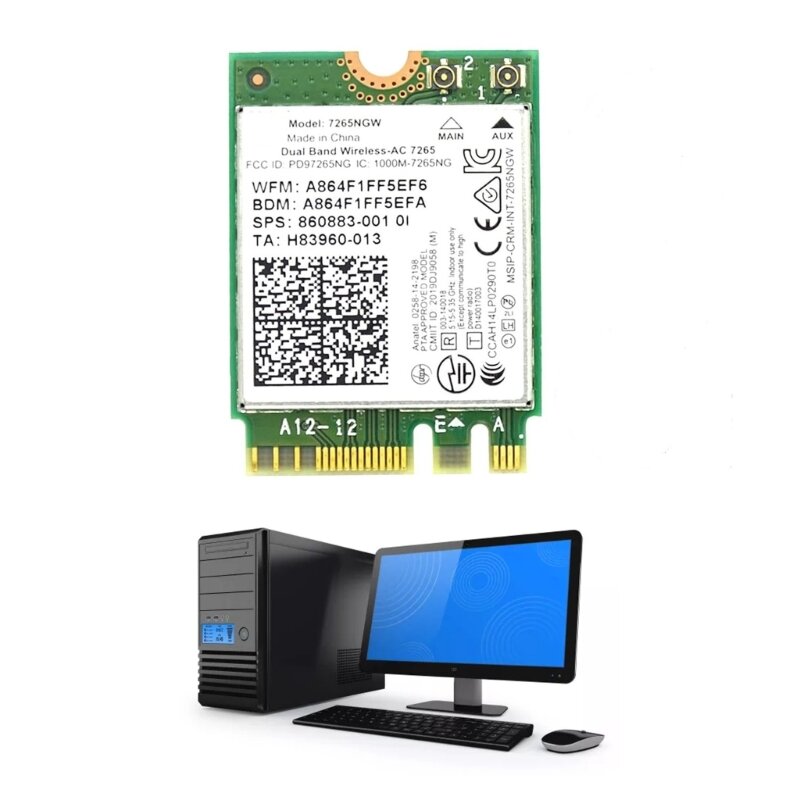 Dual-Band Wireless-AC 7265 7256NGW  Card 802.11AC 1200M Wi-Fi +Bluetooth4.2 NGFF- M2 WLAN WIFI Card intel7265