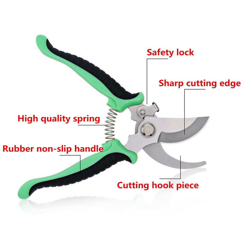 19cm Pruner Tree Cutter Gardening Pruning Shear Scissor Stainless Steel Cutting Tools Set Home Tools Anti-slip 1pcs