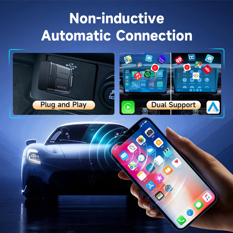 2024 nuovo HEYINCAR 2 in1 Wireless CarPlay Android Auto Wireless Adapter per MG ZS EV MULAN MG4 MG5 EHS MARVEL R MAXUS