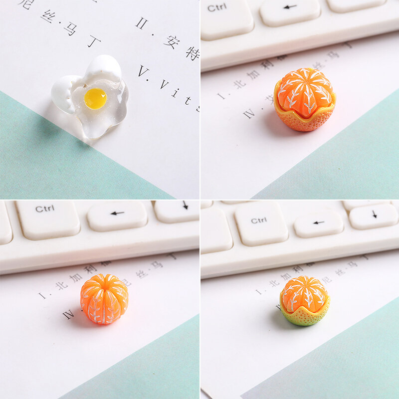 10 Stks/partij 1:12 Schaal Poppenhuis Miniatuur Mini Gebroken Ei Fruit Sinaasappels Model Diy Keuken Ei Voedsel Diy Hars Speelgoed Accessoires