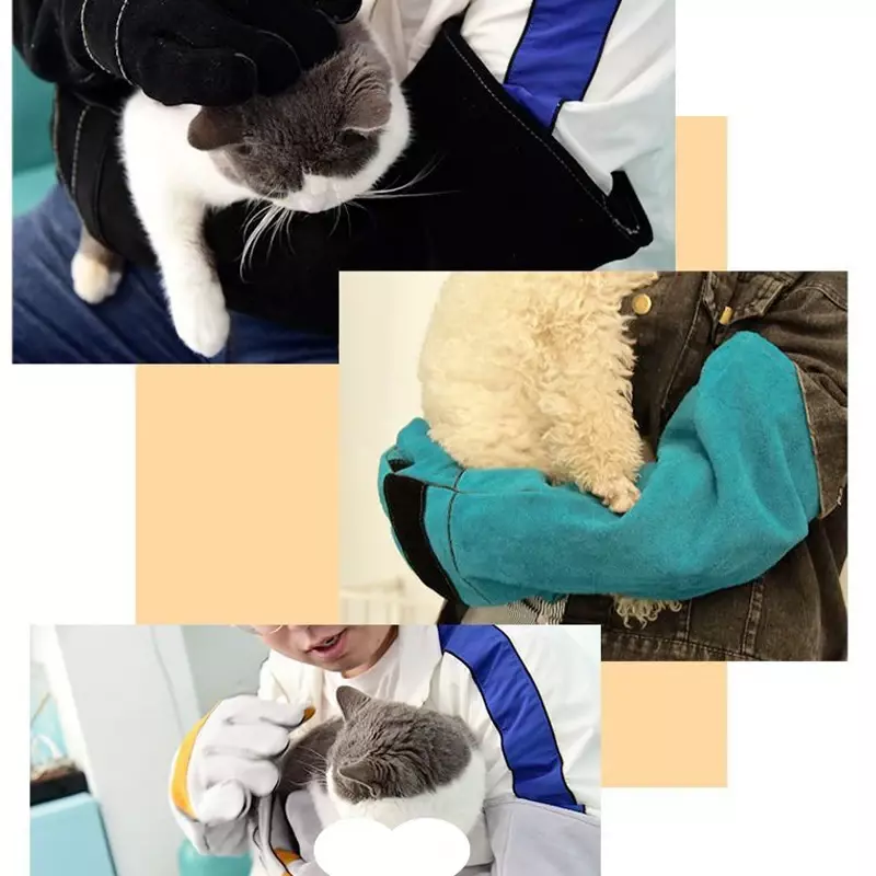 Sarung Tangan untuk Aksesori Anjing Sarung Tangan Pelindung Goresan Anti Gigitan Kulit Sapi Sarung Tangan Produk Hewan Peliharaan Berkebun Kucing Kadal Ular