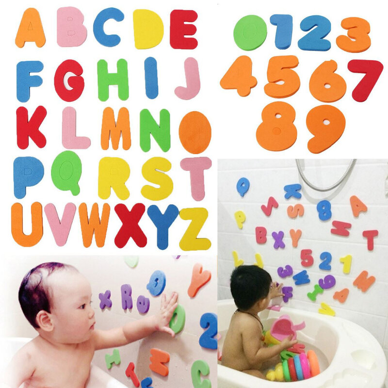 Puzzle de banho alfanumérico para crianças, brinquedos educativos precoces, EVA, engraçado, novo, 36pcs