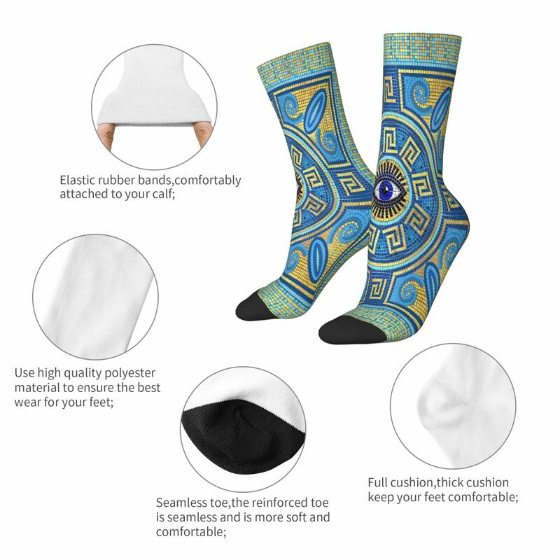 Mosaic Tile Ornament Evil Eye Socks Male Mens Women Spring Stockings Hip Hop
