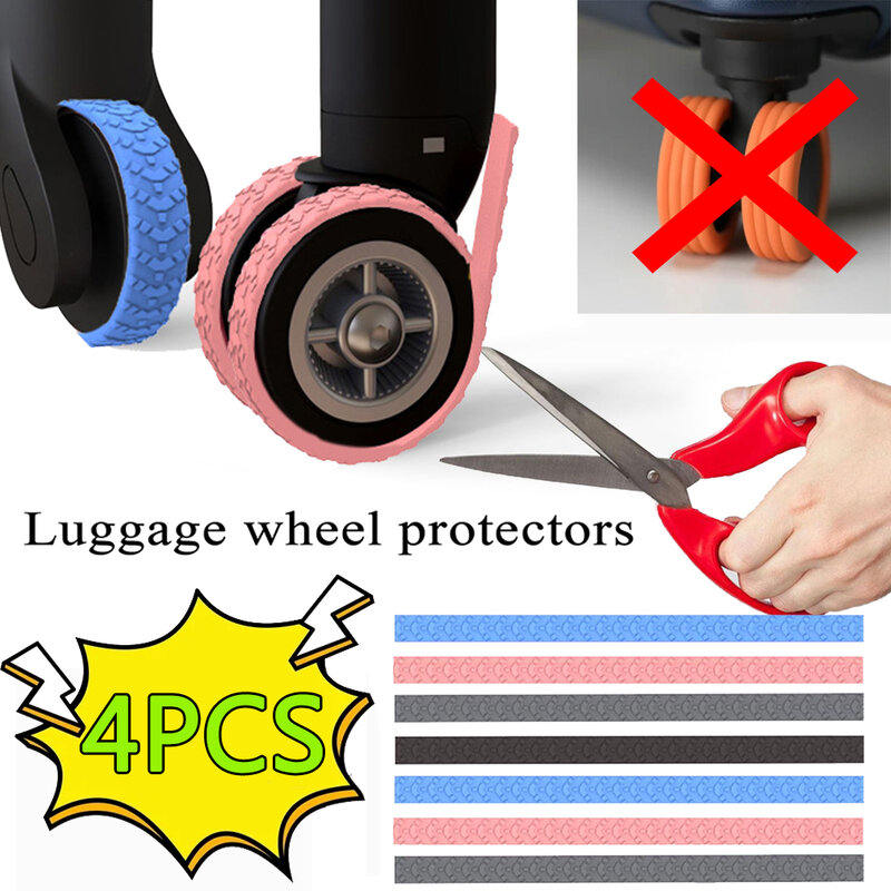 4 pezzi di protezione della copertura delle ruote dei bagagli in Silicone da taglio flessibile riducono il rumore ruote della copertura della protezione accessori ruote per bagagli da viaggio