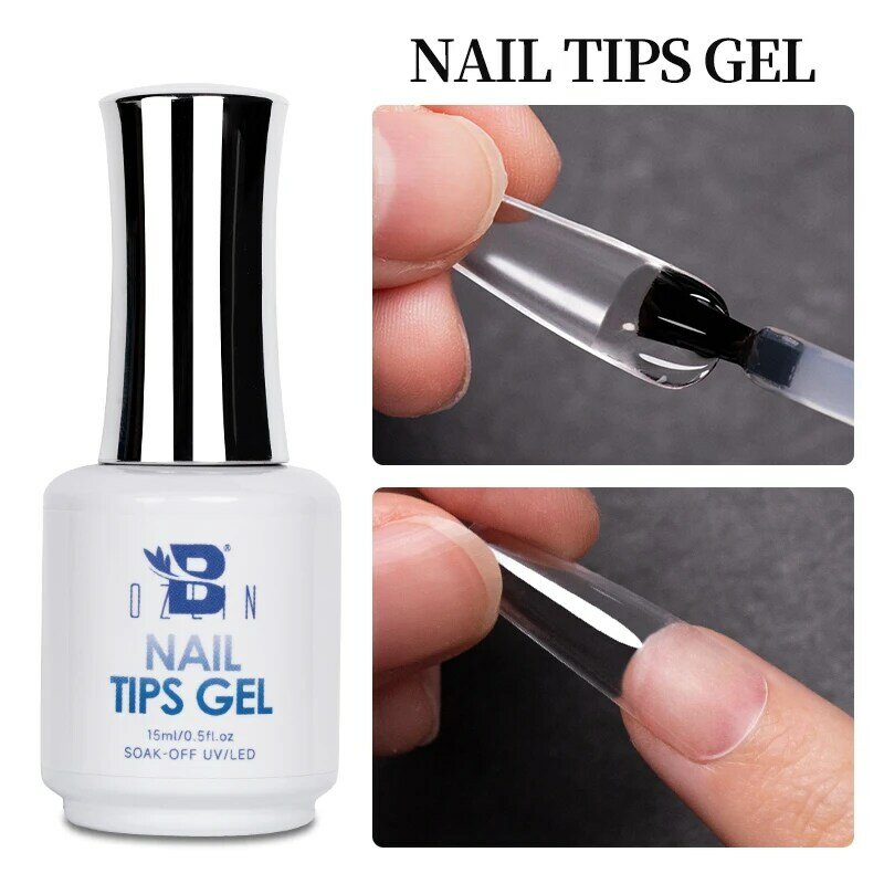 BOZLIN-pegamento para puntas de uñas postizas, Gel 3 en 1 para extensión de Uñas postizas, capa Base UV transparente, barniz de pegamento de barra de diamante, 15ML