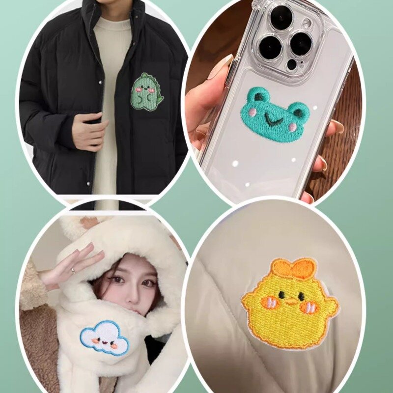 Potongan bordir kartun penjualan laris stiker hewan DIY Aksesori kain lencana perekat diri untuk Jaket tas pakaian