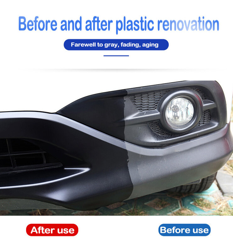 Agente de revestimiento de restauración de plástico para coche, reparación Exterior de goma de plástico automático, agente de restauración de actualización limpia, sello de brillo negro, ilumina