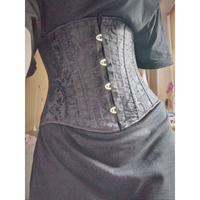 Женский цветочный корсет под грудью XS, поясные Корсеты с 24 стальными косточками, модный корсет, бюстье, черный корсет для женского платья