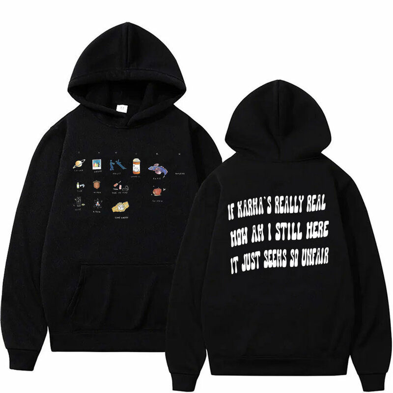 Rapper SZA Saturn Double Sided Graphic Hoodie Men Women's Hip Hop Fashion Oversized Pullover Male Casual Fleece Cotton Hoodies