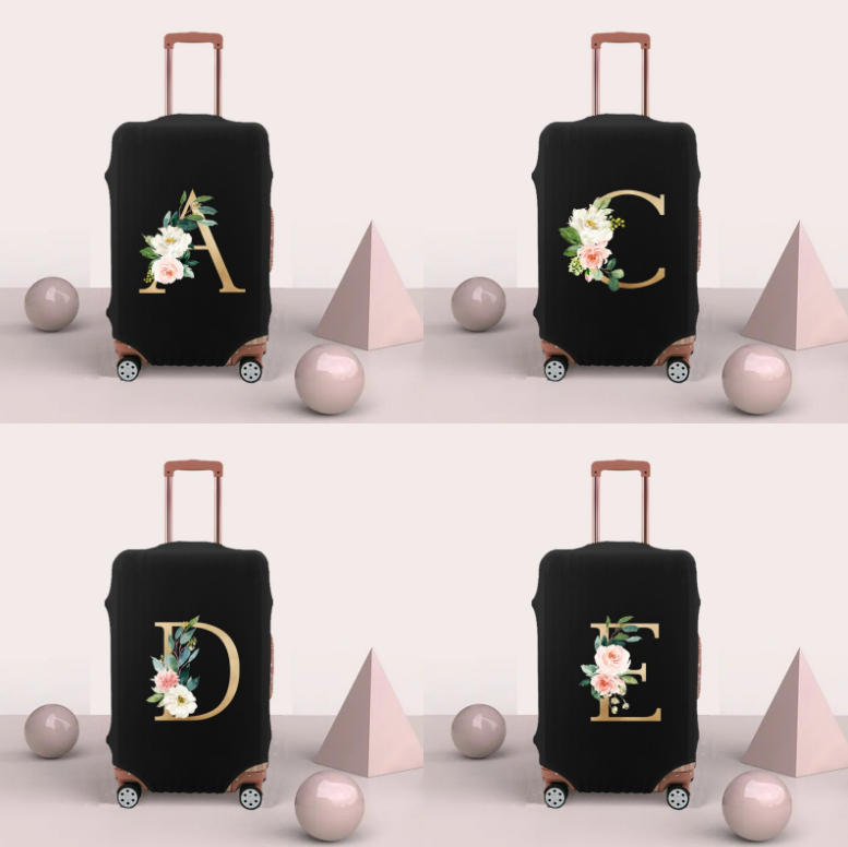 Juego de maletas de viaje con letras doradas, cubierta protectora más gruesa, cubierta de equipaje extraíble, accesorios adecuados de 18-32 pulgadas