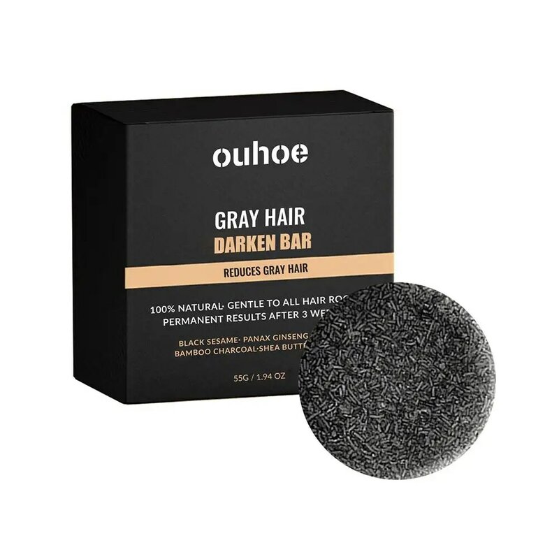 Natural Polygonum Multiflorum Shampoo, Cabelo grisalho Sabonete em barra escura, Proteger o couro cabeludo, Virar cabelos brancos, Fortalecer raízes, Bl U1Q2