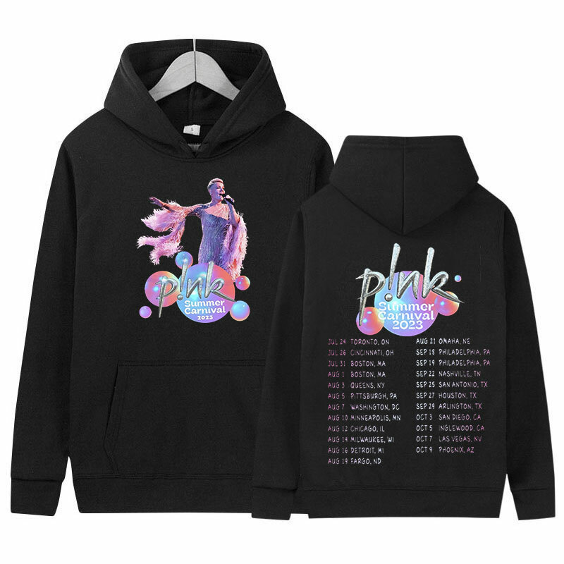 Singer P!nk Pink Summer Carnival Tour 2024 Print Hoodie Men Women Hip Hop Retro Fashion Oversized Sweatshirt Pullover Streetwear