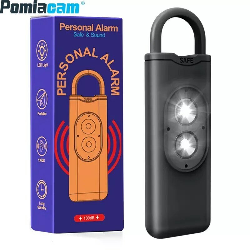 Personal Safety Female Self-defense Alarm Double Flash Light Alarm Keychain High Decibel Anti-wolf Alarm