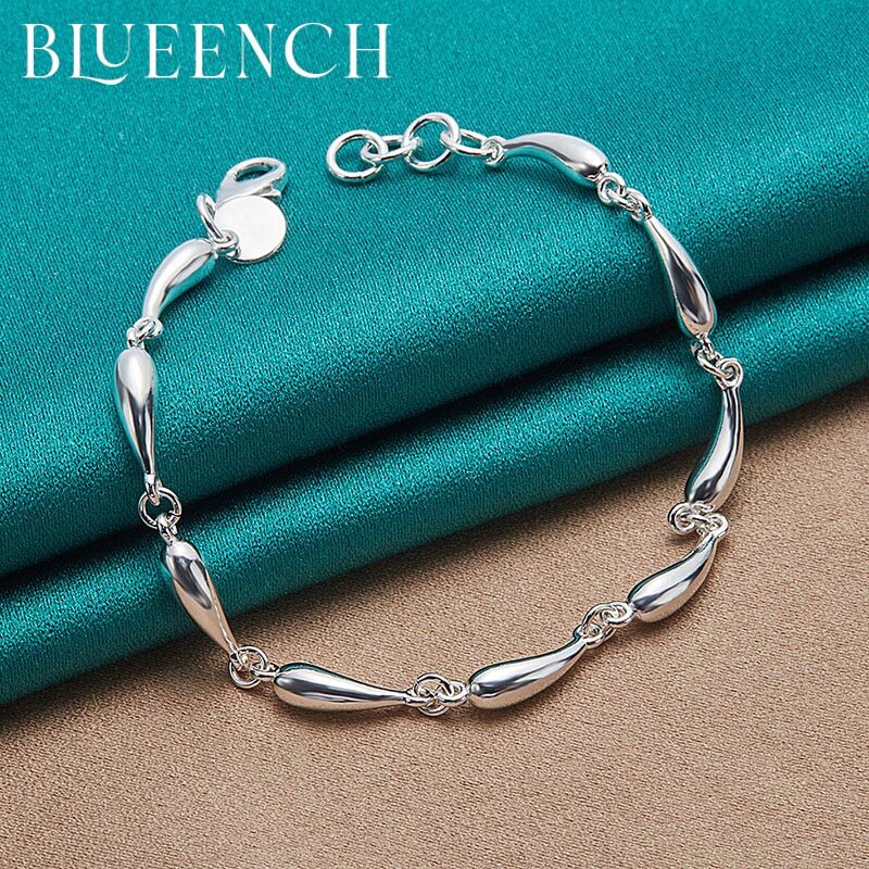 Blueench 925 prata esterlina waterdrop/raindrop pulseira para mulheres casamento noivado moda jóias finas