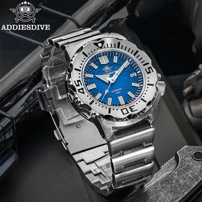 Adpeso jam tangan Diver pria, arloji AD2047 safir sintetis 20Bar tahan air Relojes untuk Hombre kristal mekanis otomatis