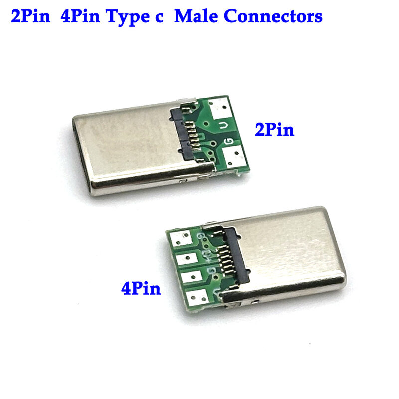 USB tipo C conectores macho, Jack cauda Plug, Terminais elétricos, Soldagem DIY cabo de dados, Suporte PCB Board, USB 3.1, 2Pin, 4Pin, 16P