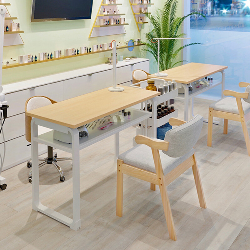 Holz ständer Nagel Schreibtisch Kawaii Veranstalter Designer Profis Nagel tische moderne ästhetische Tavolo per Unghie Salon Möbel