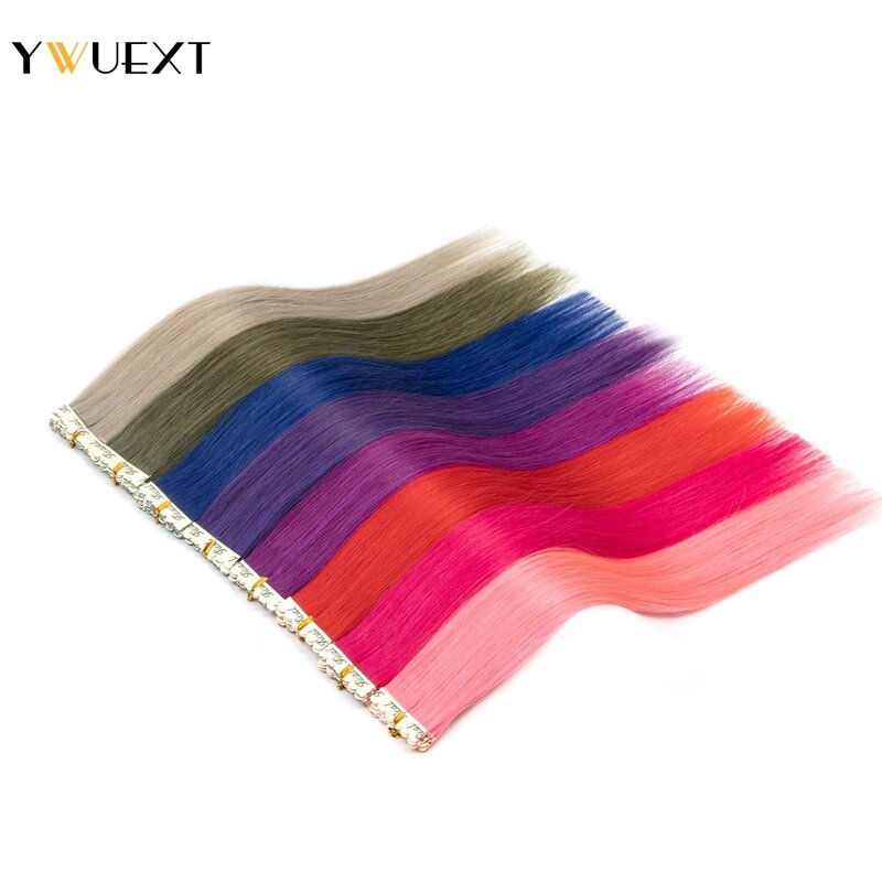 Fancy Color Tape in Hair Extensions Straight 12-24 inches Mini Tape Human Hair 10pcs/pack 100% Real Human Hair For Highlight
