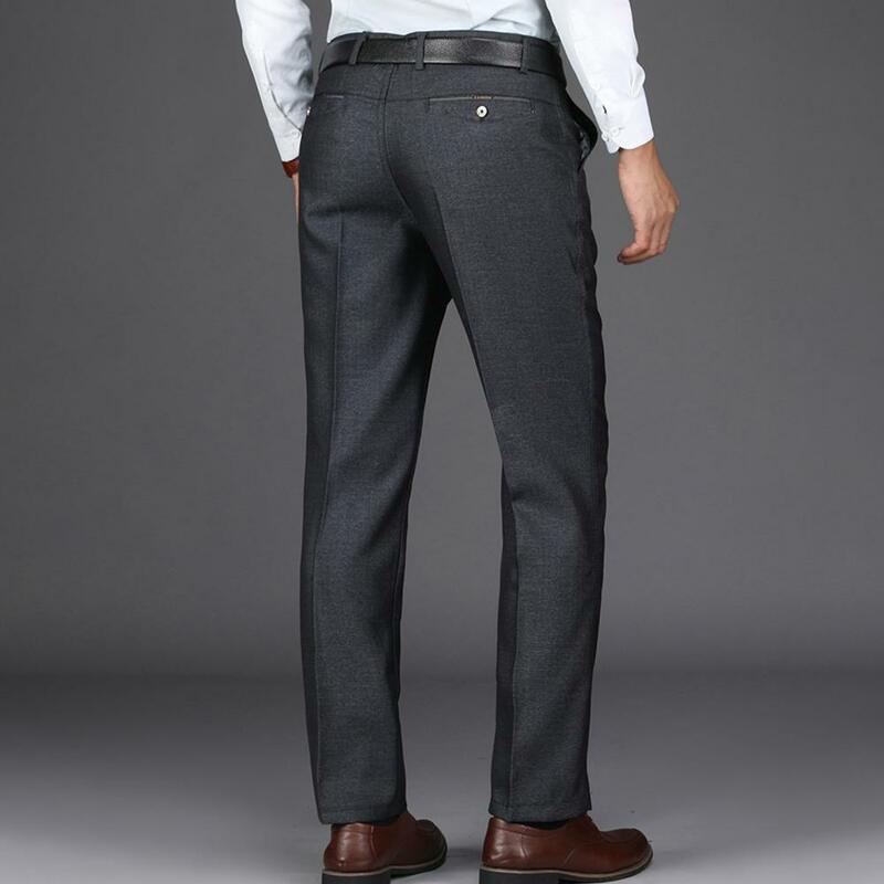 Pantalones clásicos informales para hombre, pantalones rectos de cintura alta, de negocios, primavera y verano