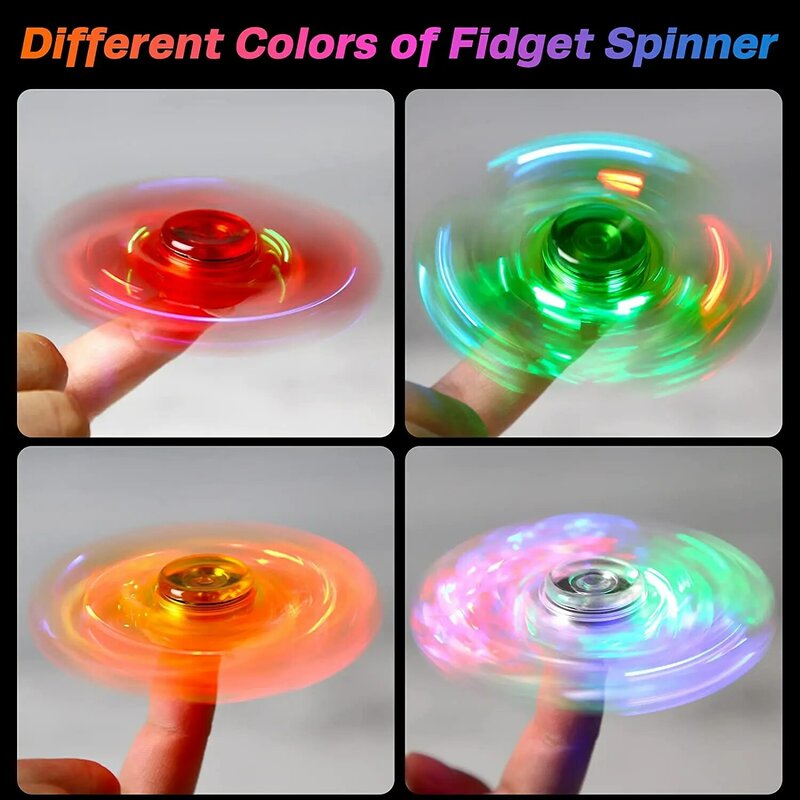 LED Light Up Fidget Spinner Luminous Finger Toy Hand Spinner Stress Reduction and Anxiety Relief Party Favors for Kids Adults