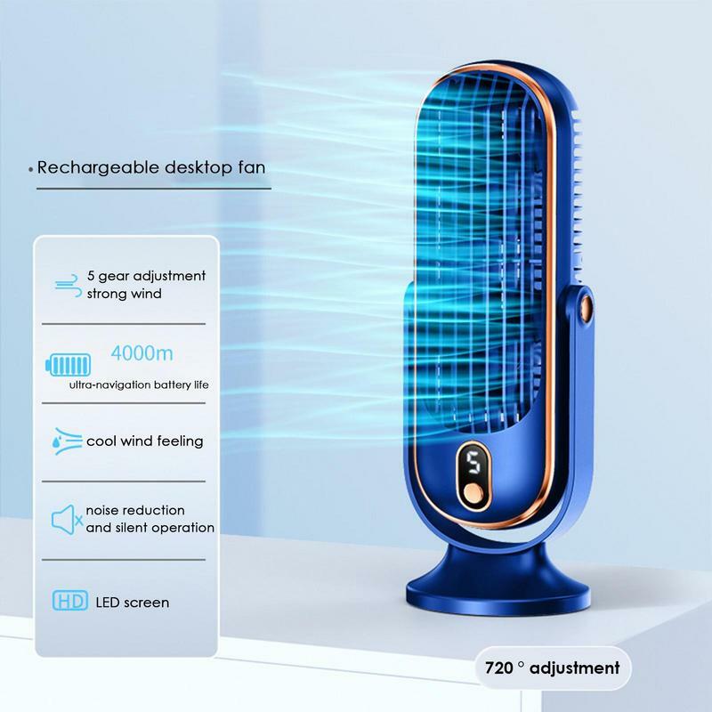 Tabletop Electric Summer Fan 5 Wind Speeds Air Cooling Tower Fans Bedroom Cooling Fan USB Rechargeable Small Fan For Bedroom