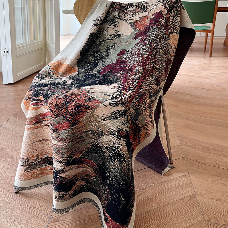 2024 New Cashmere Scarf for Women Luxury Print Shawl Wraps Warm Thick Blanket Echarpe Female Bandana Bufanda Pashmina