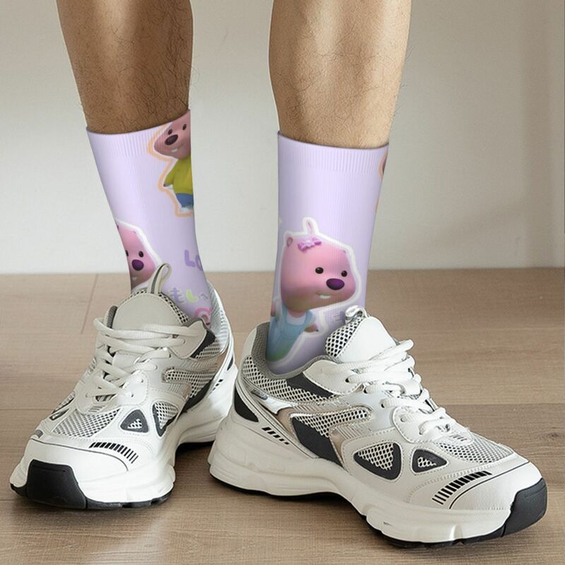 Зимние теплые носки в стиле ретро для мужчин и женщин Kawaii Loopy мультяшный Бобр Симпатичные дышащие спортивные носки