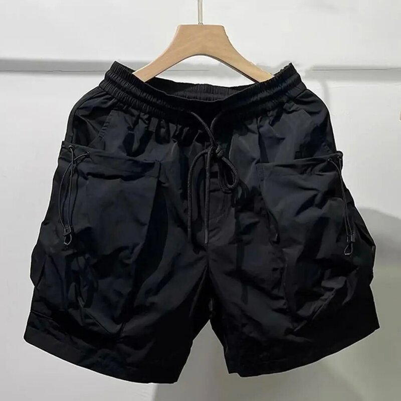 Casual Cargo Shorts Man Loose Elastic Waist Drawstring Fashion Shorts Men 2024 Summer Large Pocket Soft Sports Shorts Streetwear