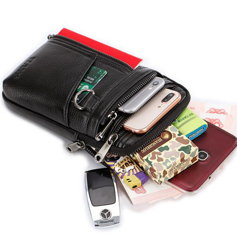 ชายเอวแพ็คกระเป๋าเดินทาง Messenger กระเป๋าหนังโทรศัพท์มือถือกระเป๋ากรณีกระเป๋า Holsters ขนาดเล็กไหล่กระเป๋าเข็มขัด