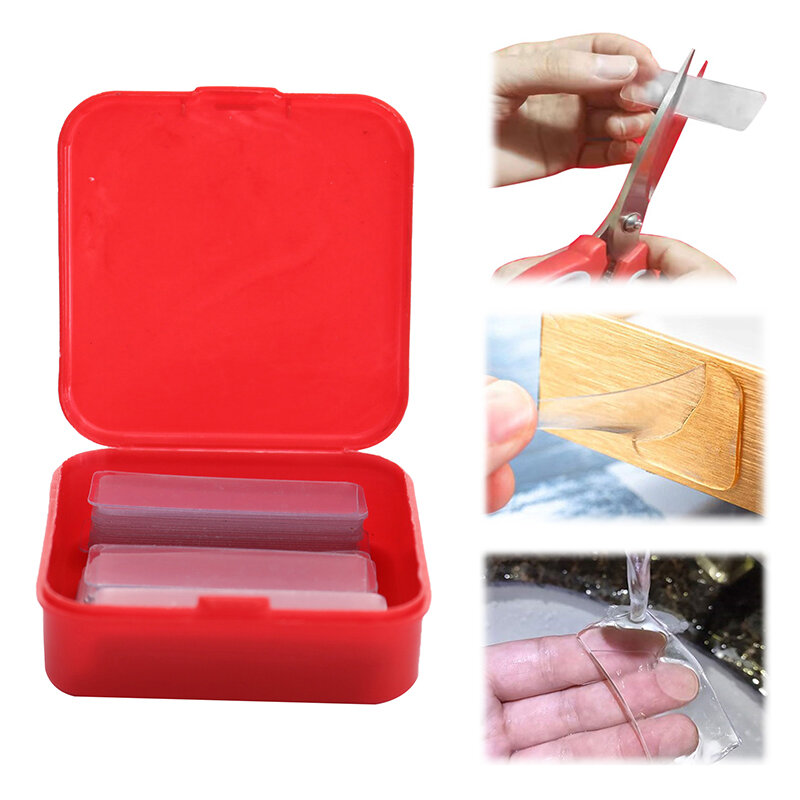 60Pcs/Box Reusable Quality PVC Double-sided Adhesive Tape Square Ultra-strong Waterproof Transparent Non-marking Stickers Tape