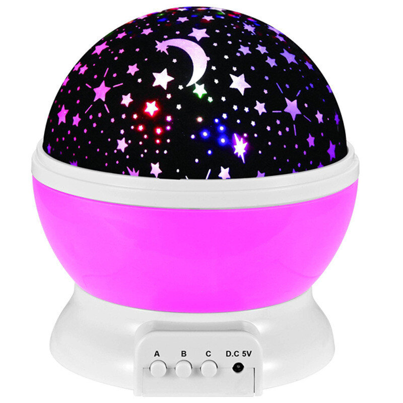 Proyector de noche giratorio romántico para niños, lámpara de proyección de luz nocturna con USB, Estrella estrellada, Luna, cielo, novedad