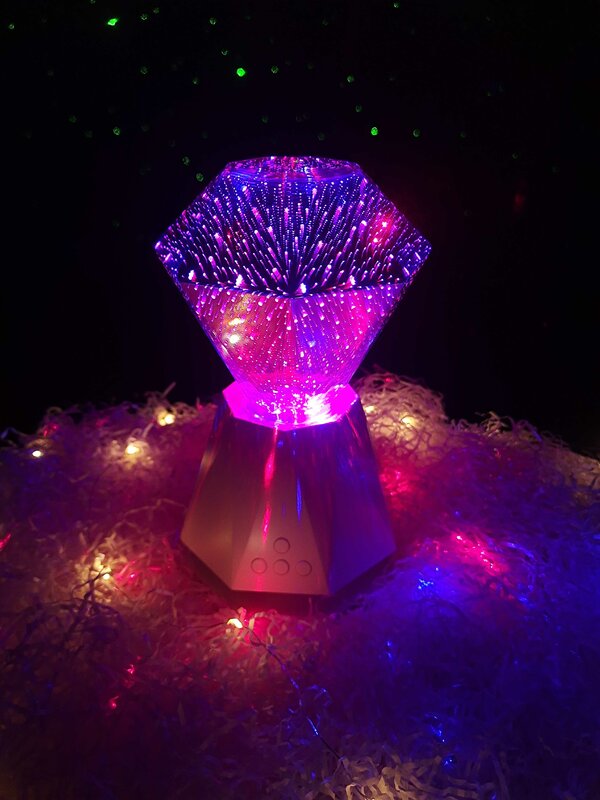 مصباح طاولة ثلاثي الأبعاد مذهل مع دوران بالدرجات ، إضاءة ماسية لايت ، أجزاء تخييم ، ديكورات عشاء دي جي ، عيد الميلاد