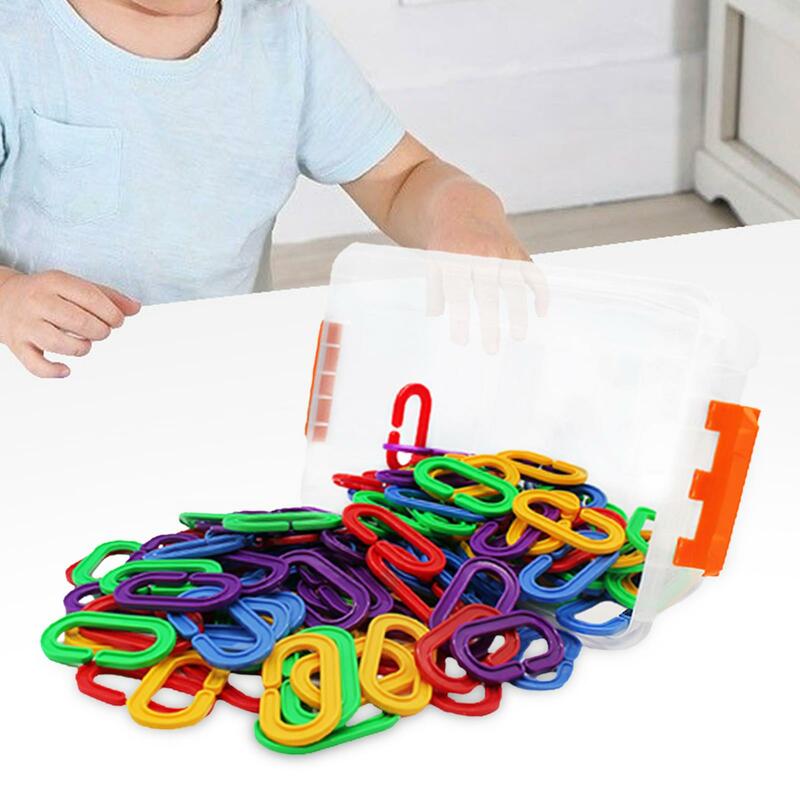 150 Pieces Assorted Color Links Rainbow C Links, Fine Motor, Parrot Bird Toy Cage, Learning Toys Chain Links for Playroom Kids