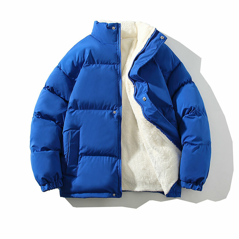 New Winter Jacket Men Streetwear Fleece Parkas Coat Loose Bubble Jacket Warm Stand Collar Coats Unisex Puffer Mens Clothes