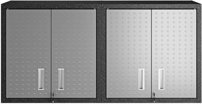 Fortress Metal Floating Garage Cabinets in Grayl (Set of 2) Easy Assemble Tools Packaging