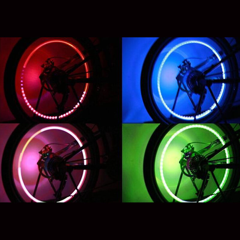 Feux de roue de voiture avec couvercles de lumière LED, tige de assujetd'air, accessoires de moto, lampe de moyeu de vélo, 4 pièces