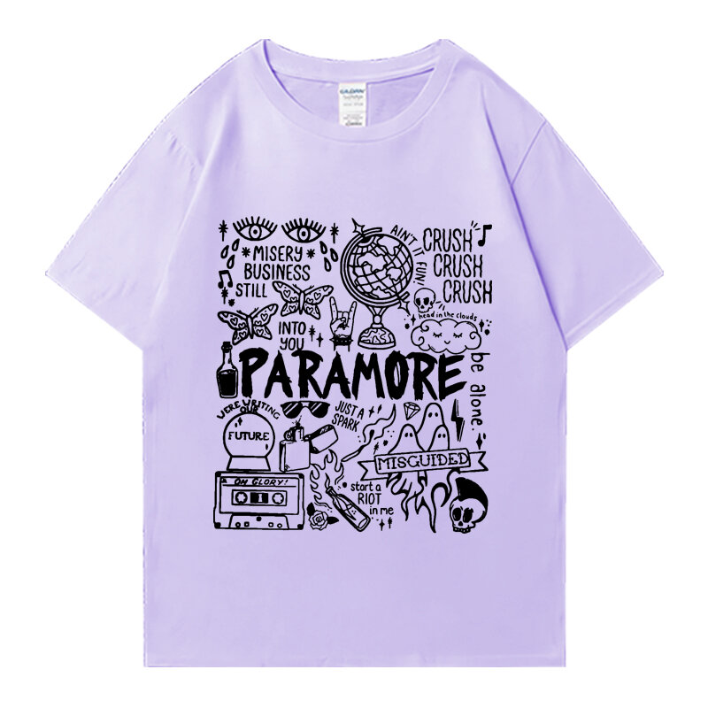 Band Rock Paramore Doodle seni tur kaus Album Vintage 2024 kaus lengan pendek vintage Pria Wanita Atasan otton murni uniseks
