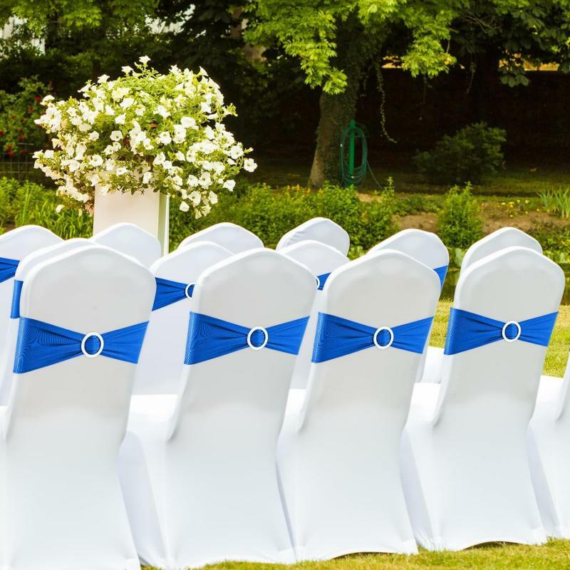 100/50/10pcs Elastic Chair Knot Wedding Decoration Buckle Sashes Back Cover Mariage Hotel Home Seat Elegant Modern Ribbon Decors